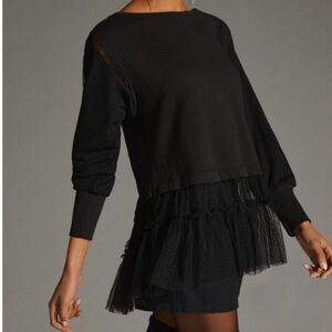 by Anthropologie - Black Sweater with Tulle
